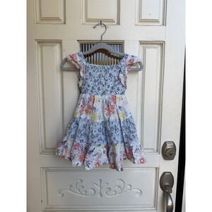 Haute Hippie Floral‎ Dress Smocked Ruffle Tiered Sleeveless Girl's Size 18M